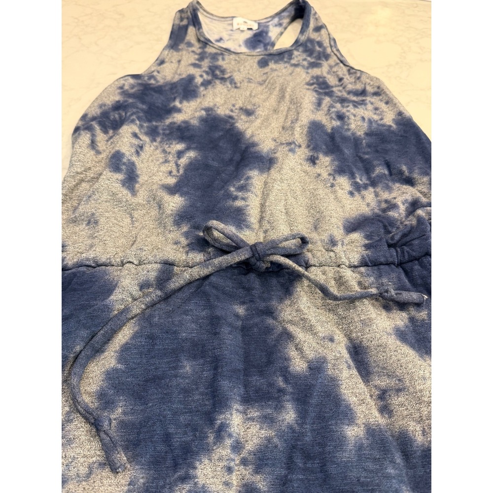 Sundry Blue Tie Dye Tank Dress Sleeveless Drawstring Waist Mini Size 2 Medium - Picture 6 of 9